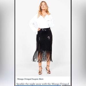 SEQUINS! Mango Violeta sequins fringe midi straight skirt NWT Rare!!